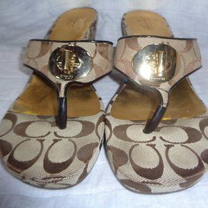 COACH "Noble" Brown Platform Wedge Sandal